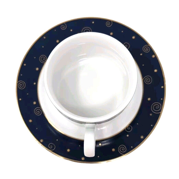 Hallmark Sakura Star Light Coffee Tea Cup Saucer Porcelain Blue Gold Celestial - Picture 5 of 10